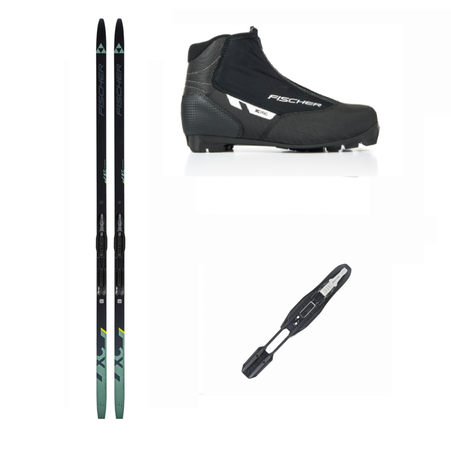 Fischer Twin Active Skin-lengdepakke med binding og støvler