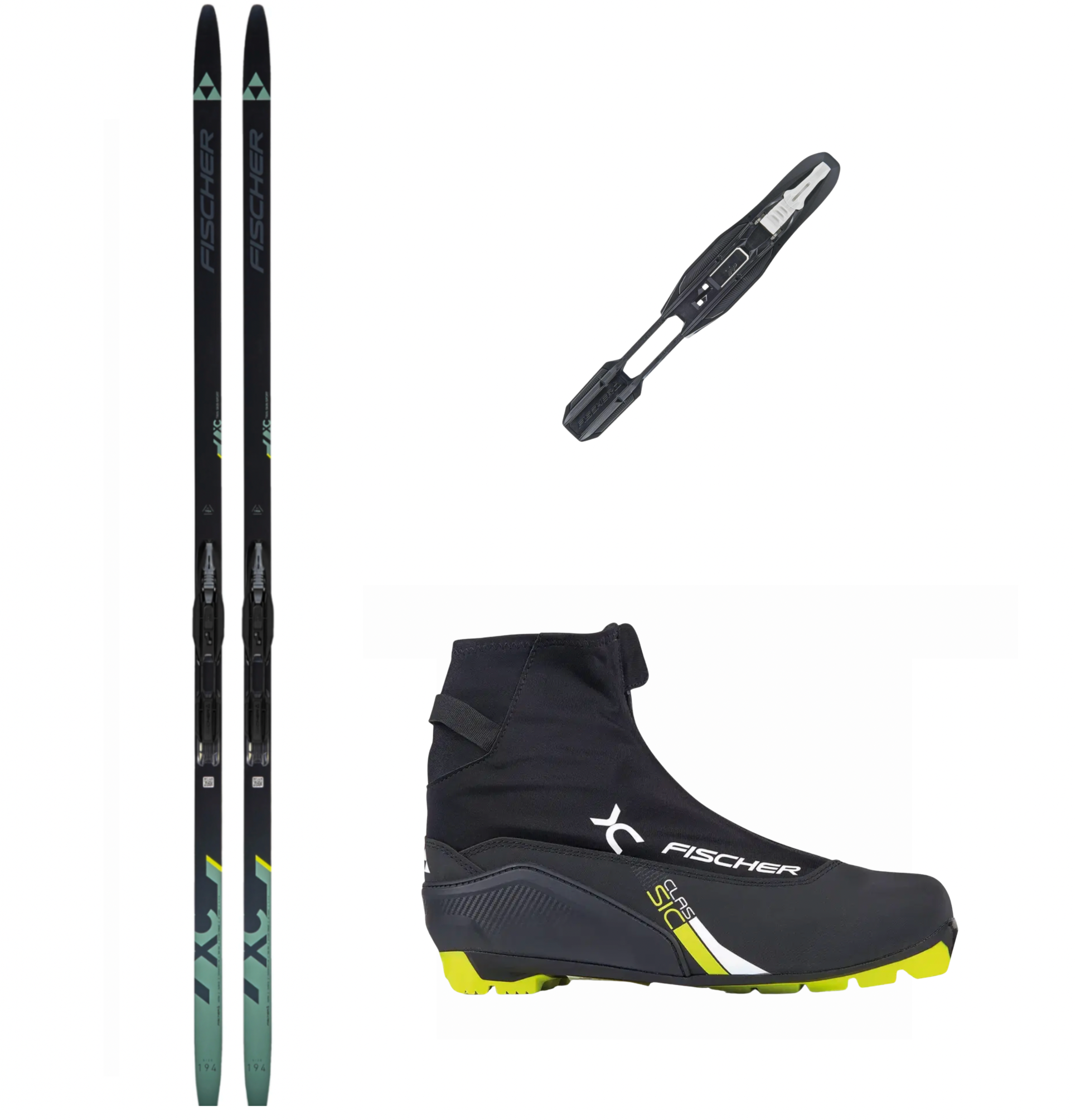 Fischer Twin Active Skin-lengdepakke med binding og støvler