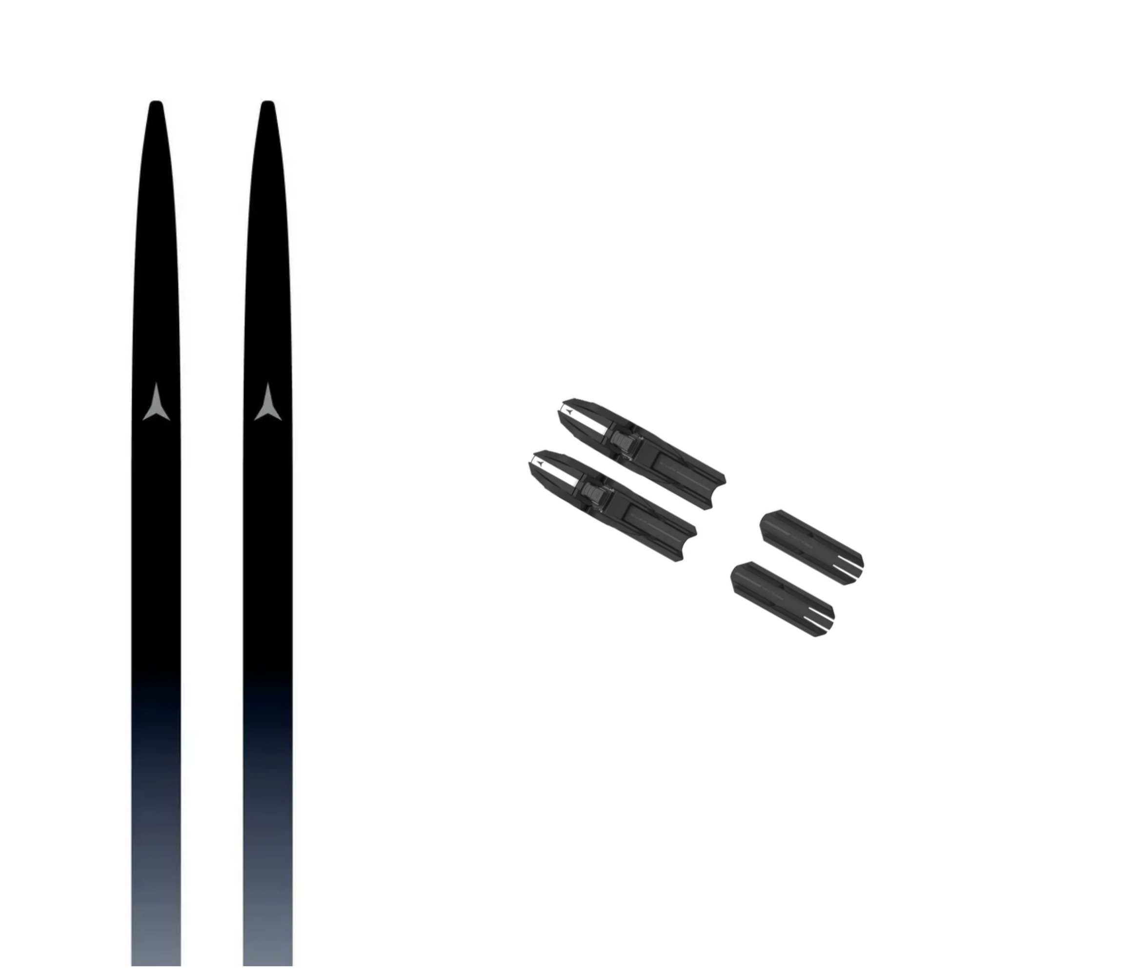 Atomic C3 skin längdpaket with bindings featuring sleek design and durable materials for cross-country skiing.
