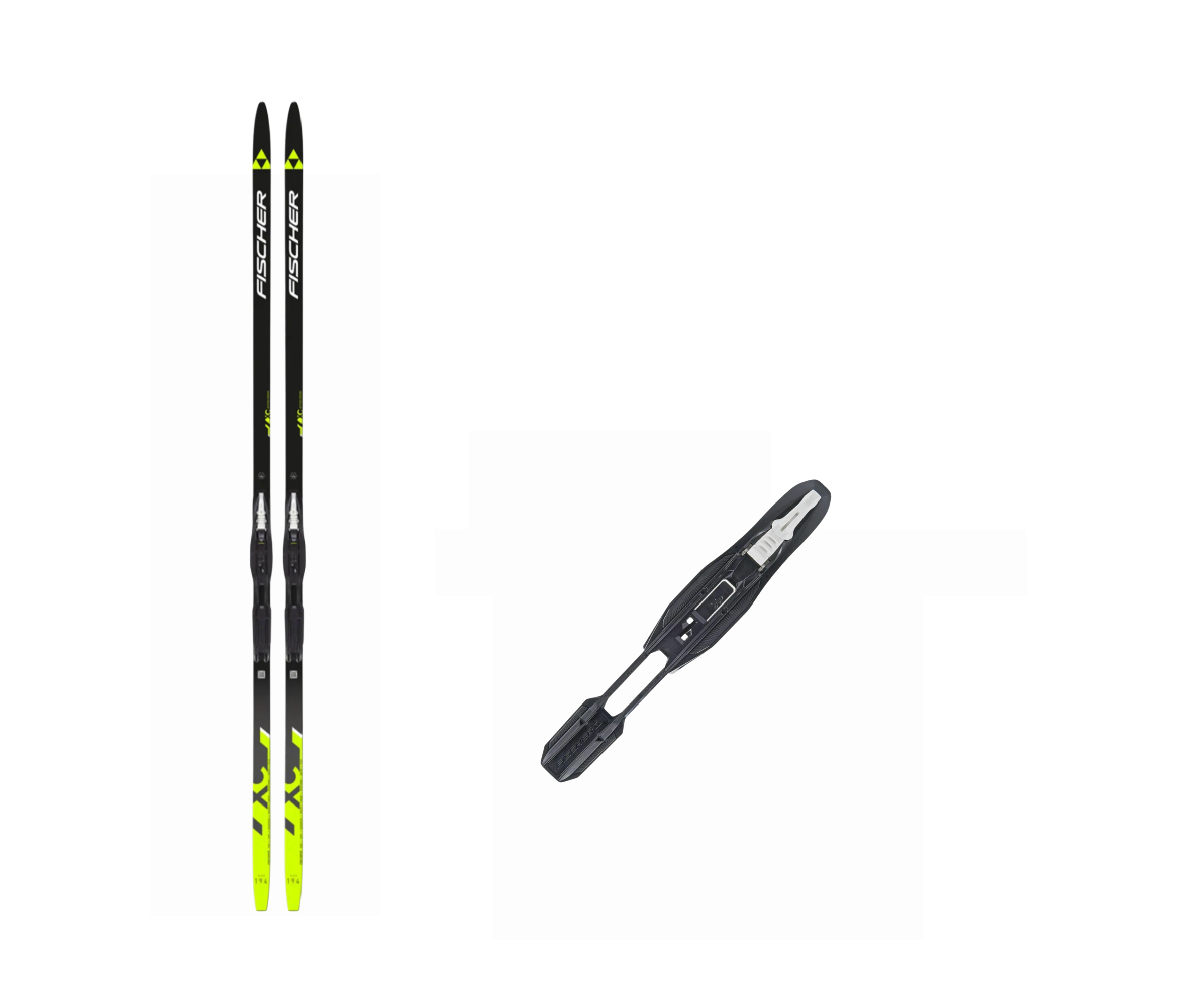 Fischer Twin Skin Active Längdpaket med Bindning, showcasing cross-country skis with integrated bindings against a neutral background.