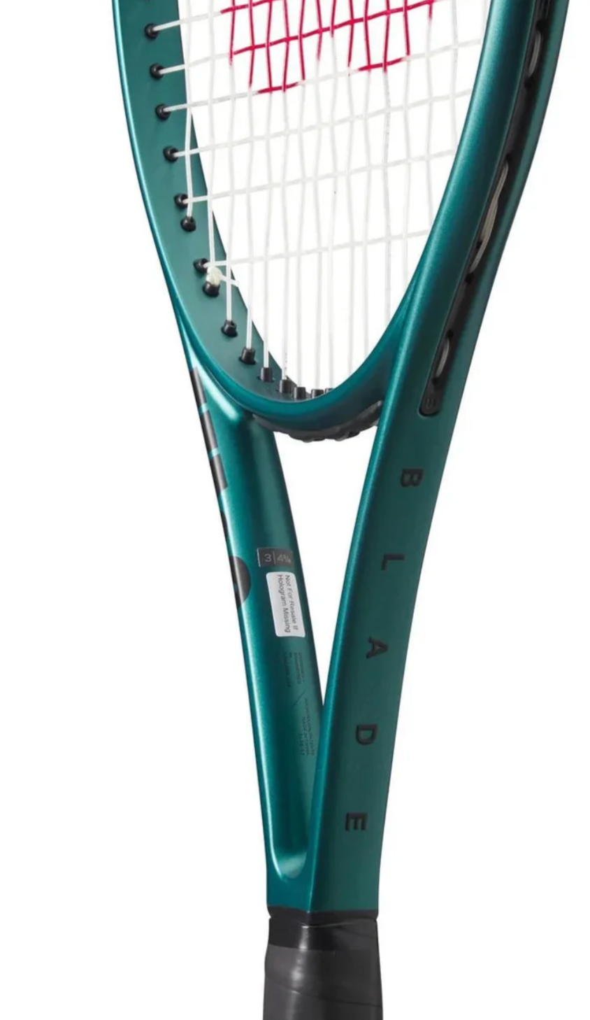 Wilson Blade 100L V10 tennis racket featuring a sleek design and lightweight frame for optimal performance on the court.